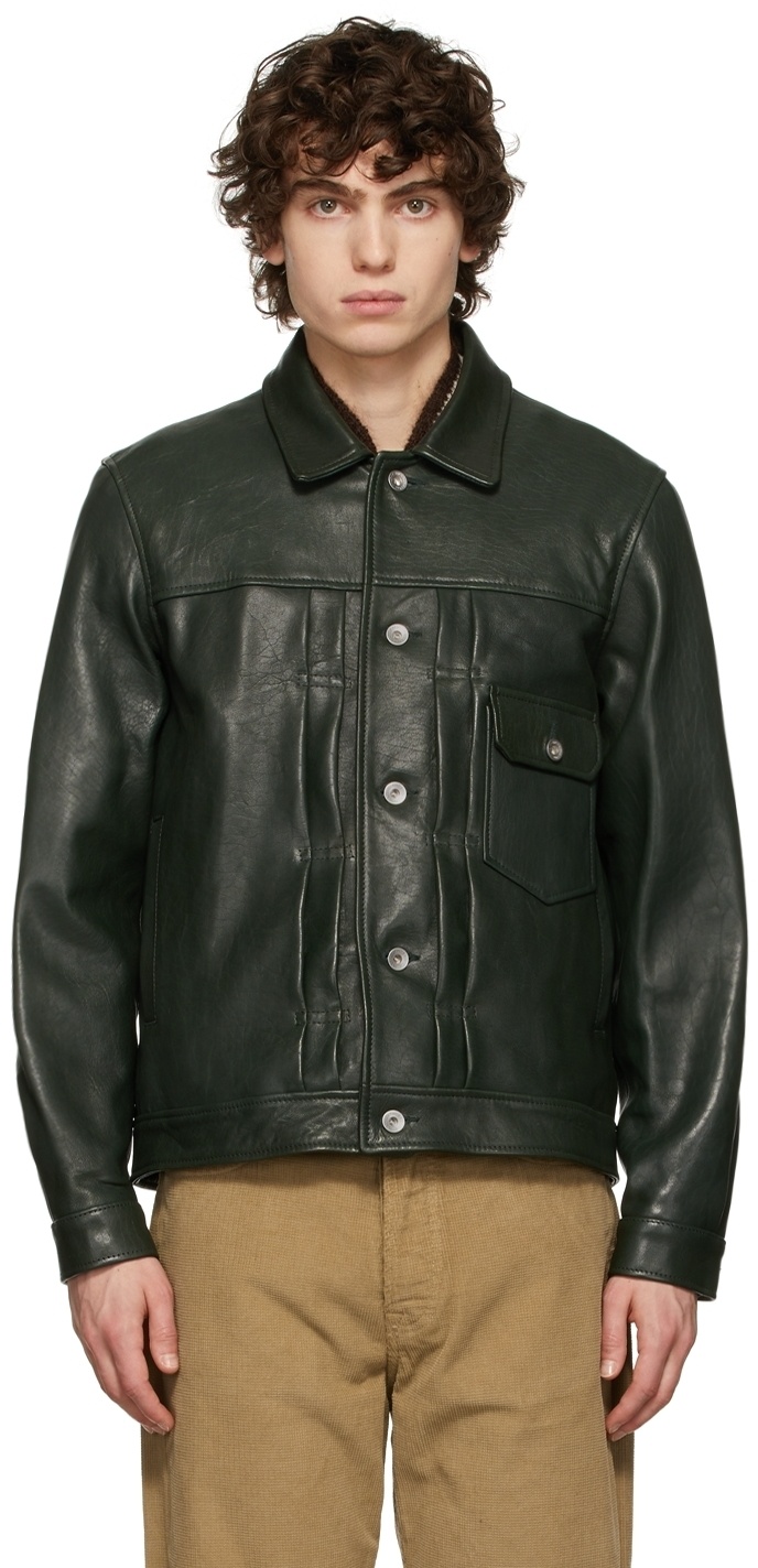 Photo: YMC Green MK2 Tanned Leather Jacket