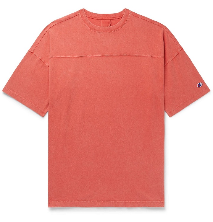 Photo: CHAMPION - Logo-Appliquéd Cotton-Jersey T-Shirt - Orange