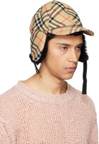 Burberry Beige Check Wool Trapper Cap