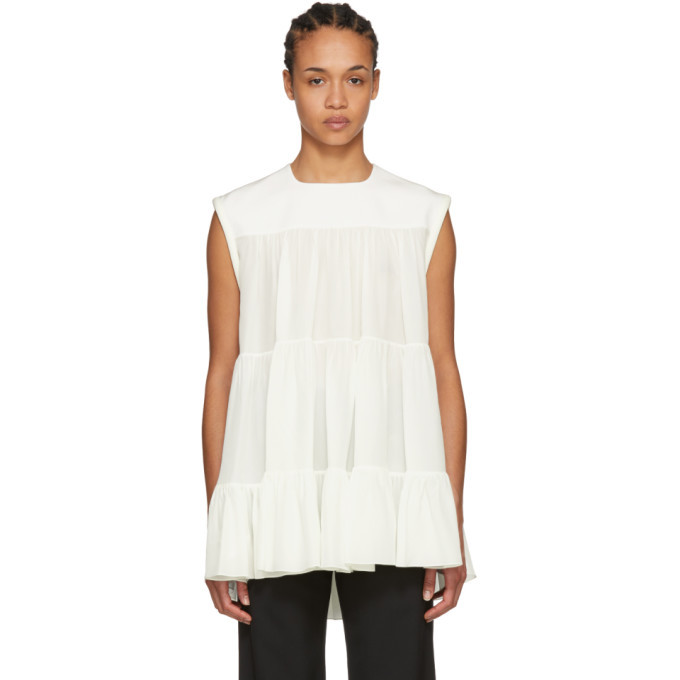 Chloe White Tiered Ruffled Blouse Chloe