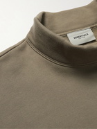 Fear of God Essentials - Logo-Print Cotton-Blend Jersey Mock-Neck Sweatshirt - Brown