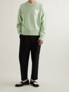 AMI PARIS - Logo-Intarsia Organic Cotton and Wool-Blend Sweater - Green