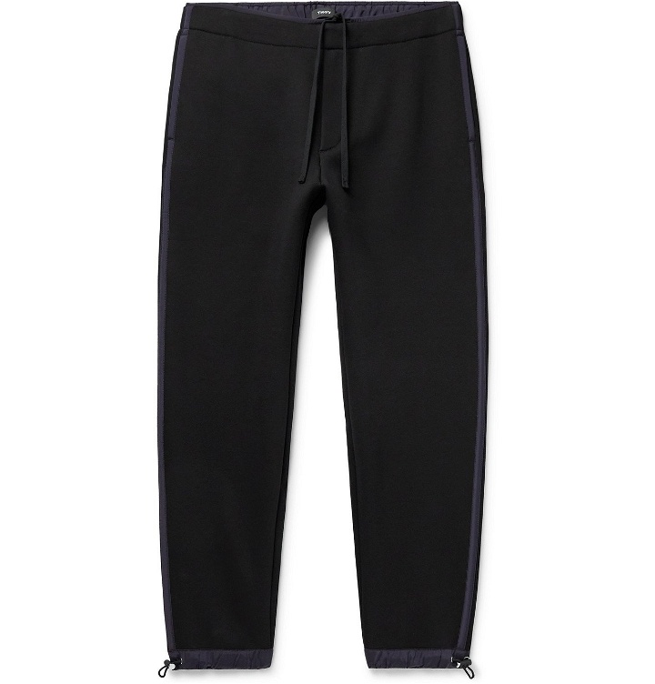 Photo: Theory - Tapered Reversible Cotton-Blend Jersey and Fleece Sweatpants - Black