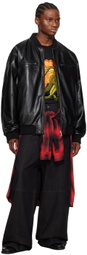 LU'U DAN Black Reversible Faux-Leather Bomber Jacket