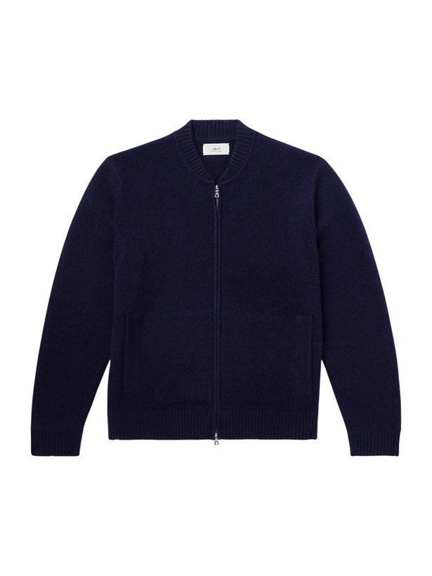 Photo: Mr P. - Brushed Cashmere Zip-Up Cardigan - Blue