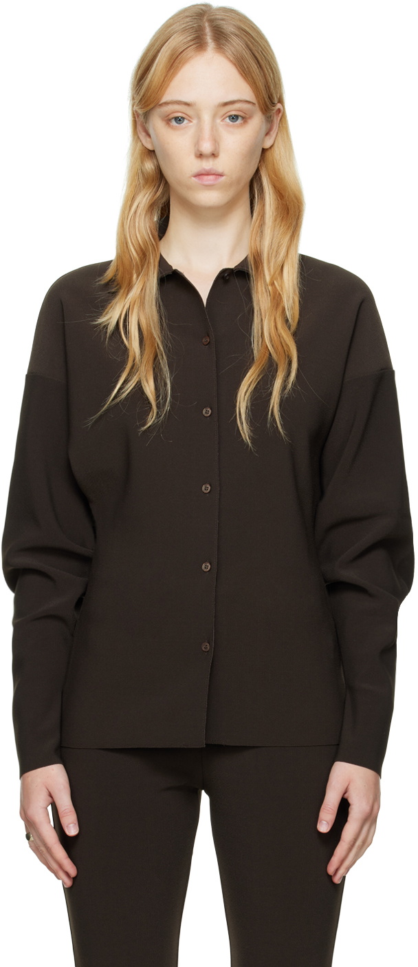 Birrot Brown Point Collar Cardigan