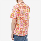 Gitman Vintage Men's Printed Sunflower Crochet Camp Collar Shirt in Pink