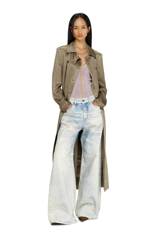 Photo: Diesel Trench coat in wrinkled satin - Jackets Womens in Brown