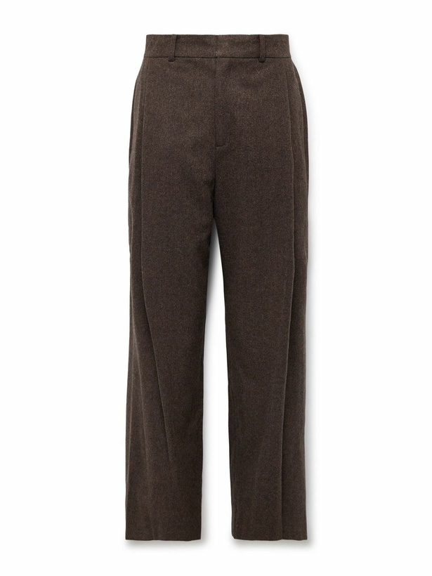 Photo: Amomento - Martin Straight-Leg Pleated Wool-Blend Twill Trousers - Brown