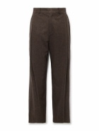 Amomento - Martin Straight-Leg Pleated Wool-Blend Twill Trousers - Brown