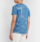 120% - Garment-Dyed Paisley-Print Cotton-Jersey Henley T-Shirt - Blue