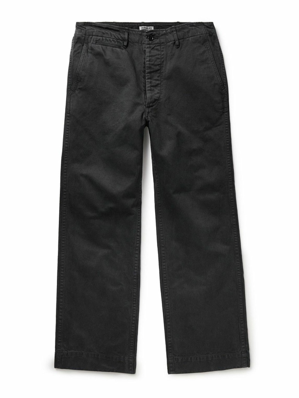 Photo: Auralee - Finx Straight-Leg Cropped Cotton-Twill Chinos - Black