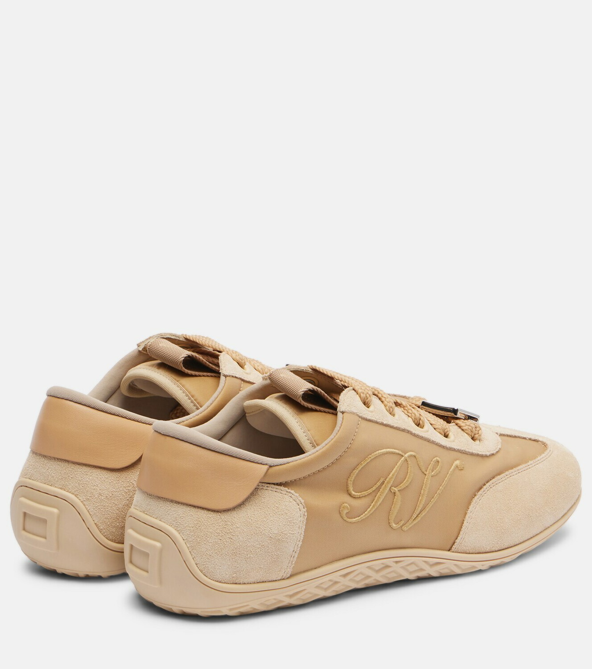 Roger Vivier Viv Low leather-trimmed satin sneakers