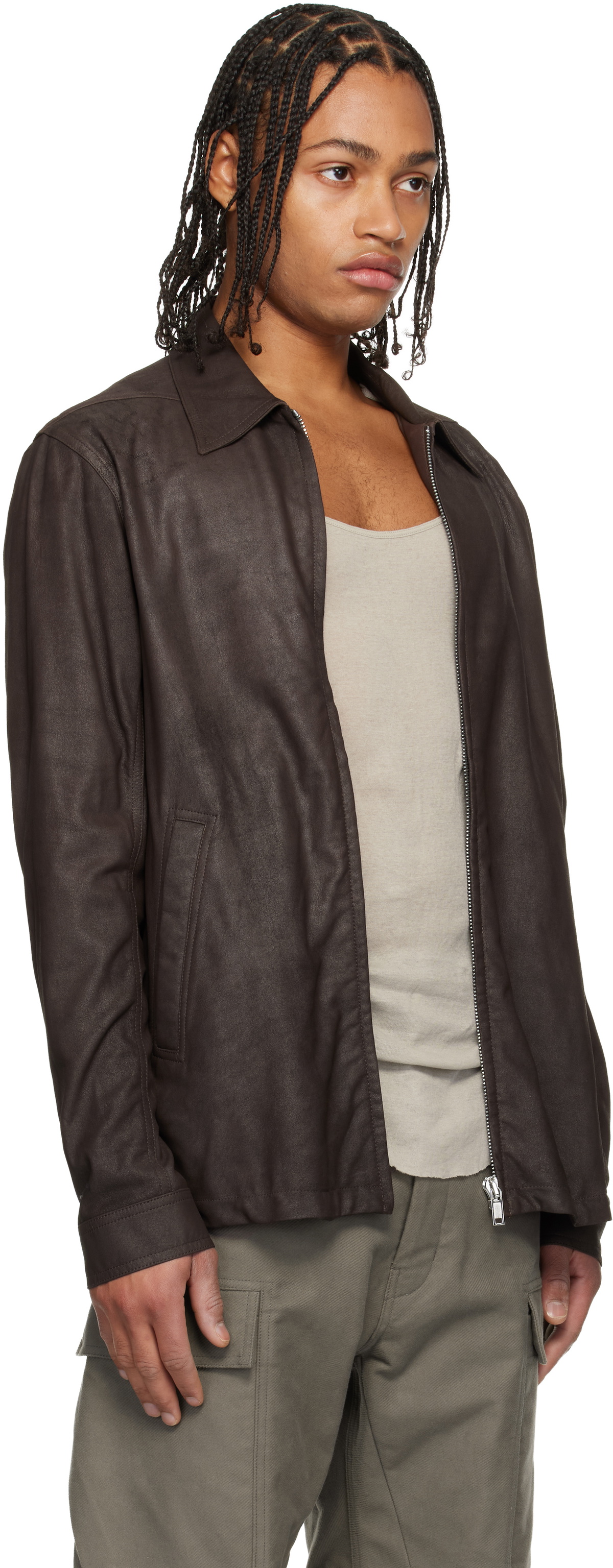 Rick Owens Gray Concordians Brad Leather Jacket Rick Owens
