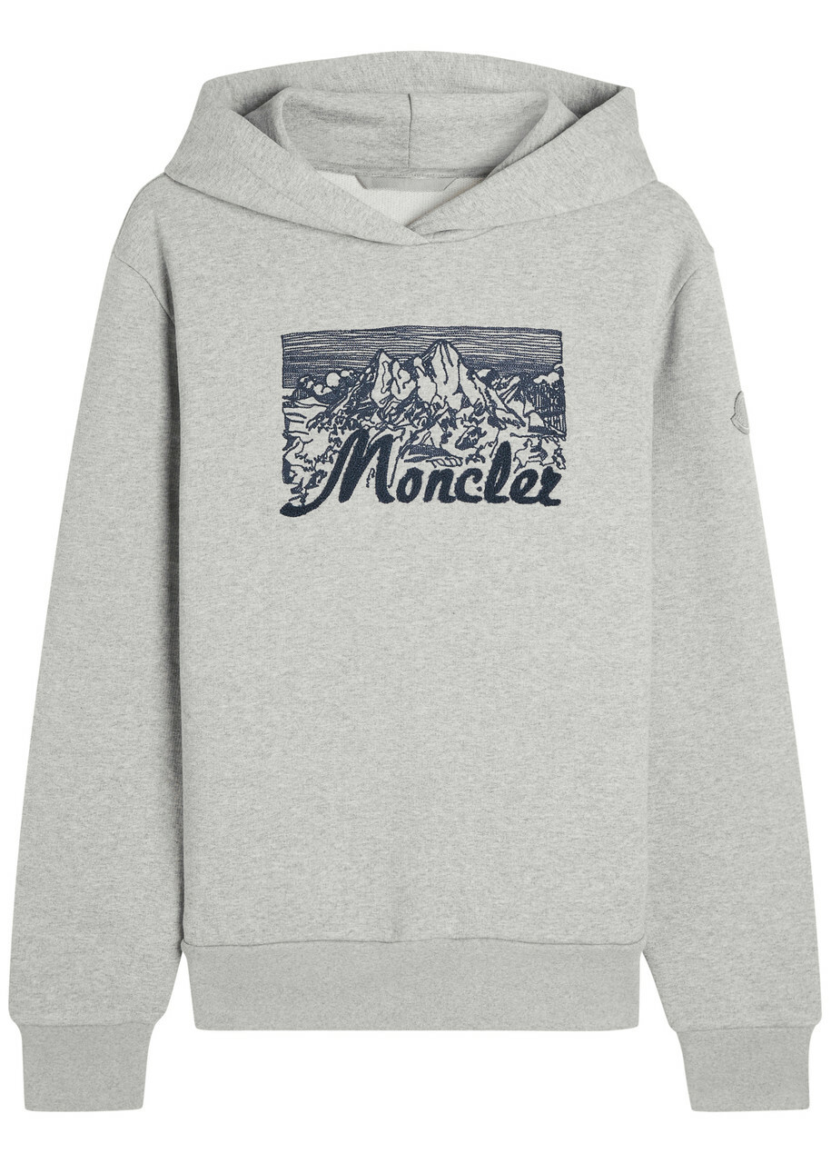 トップス Moncler Gray Logo Printed Sweatshirt MONCLER Logo-Print Appliquéd Cotton-Jersey Sweatshirt for