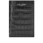 Saint Laurent Embossed Croc Credit Card Wallet