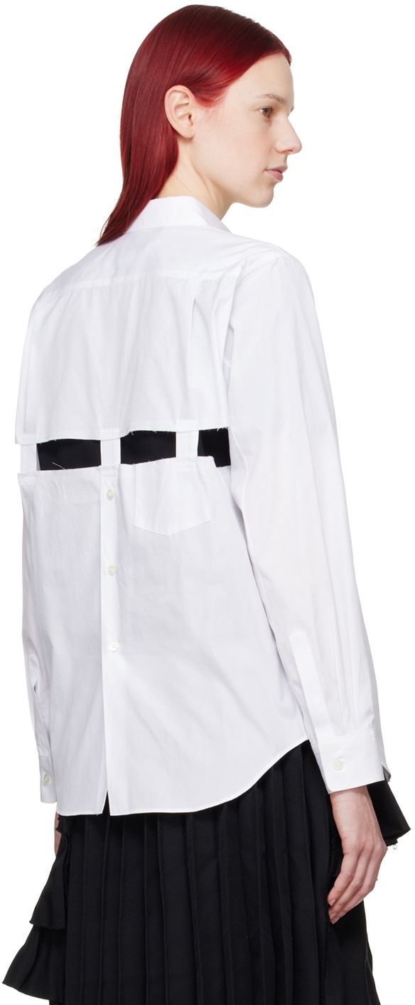 Black Comme des Garçons White Cutout Shirt
