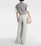 Brunello Cucinelli Low-rise linen-blend wide-leg sweatpants