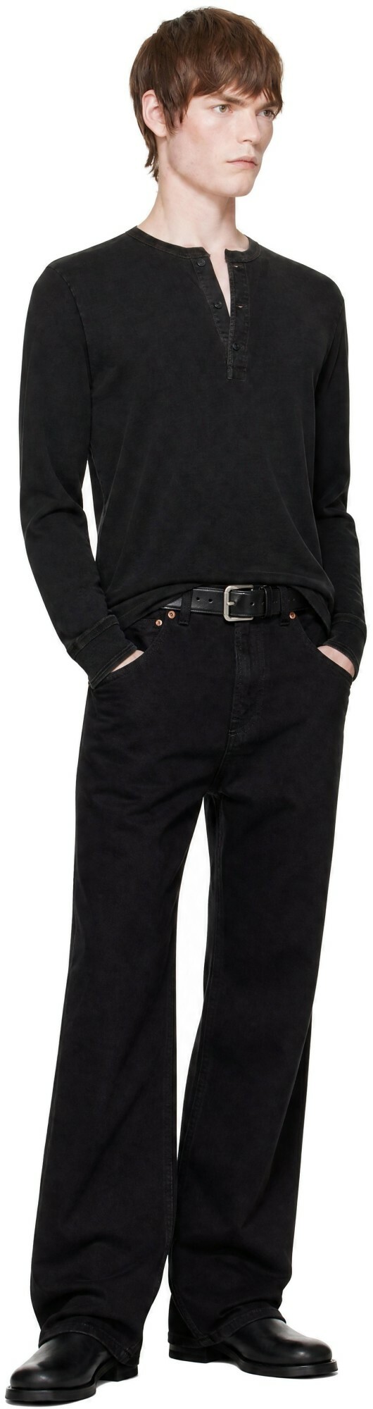 RRL Black Indigo Jersey Henley