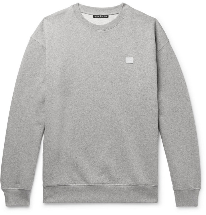 Photo: Acne Studios - Forba Logo-Appliquéd Mélange Loopback Cotton-Jersey Sweatshirt - Men - Gray