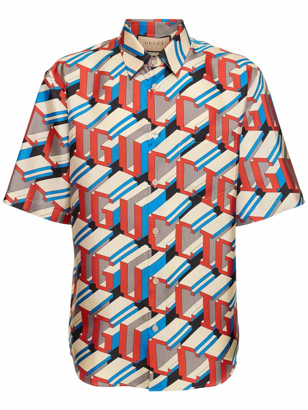 Photo: GUCCI - Pixel Deep On Logo Silk Shirt