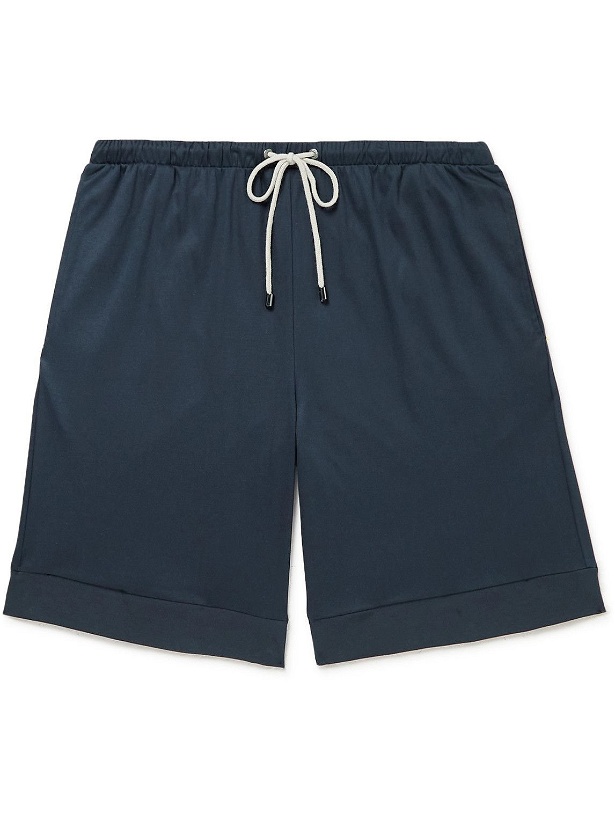 Photo: Zimmerli - Straight-Leg Sea Island Cotton Drawstring Shorts - Blue