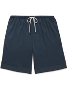 Zimmerli - Straight-Leg Sea Island Cotton Drawstring Shorts - Blue