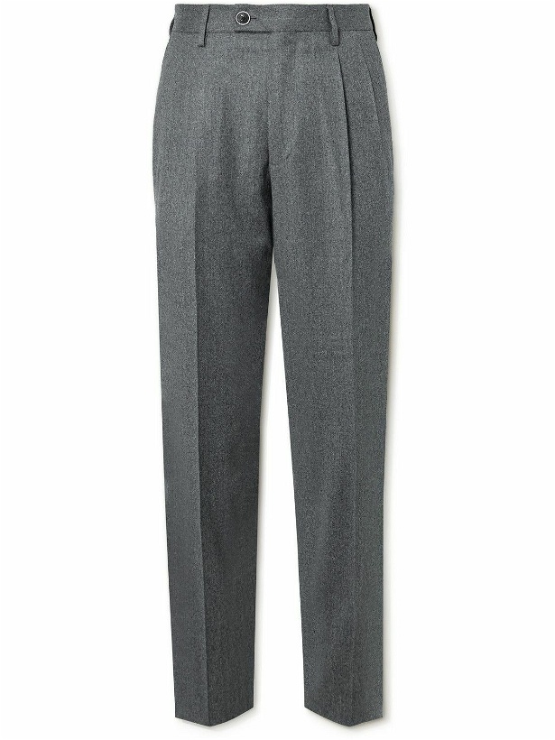 Photo: Purdey - Tapered Pleated Wool-Flannel Trousers - Gray