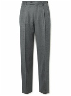 Purdey - Tapered Pleated Wool-Flannel Trousers - Gray