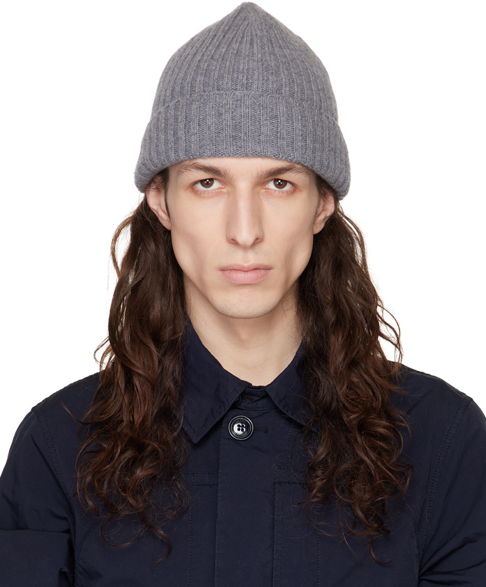 ASPESI Gray Ribbed Beanie