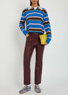 Guest In Residence Cropped Stripe Rugby Cashmere Polo Shirt Blue