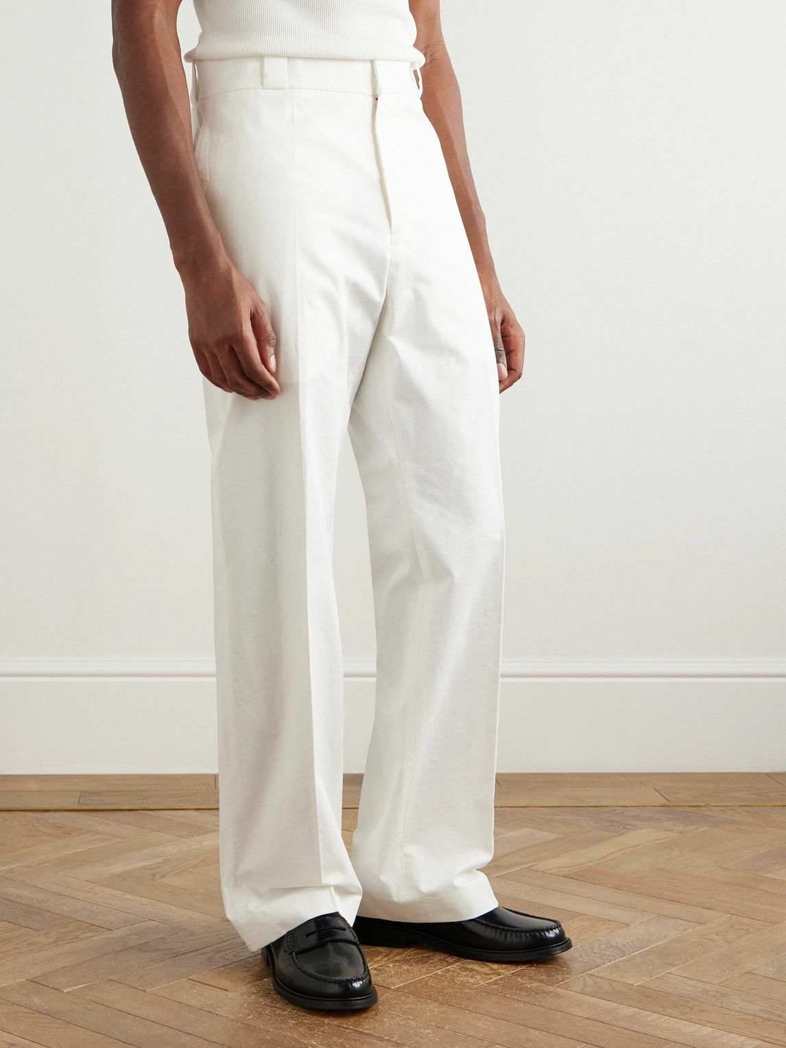 Cherry Los Angeles - Straight-Leg Cotton-Twill Chinos - White