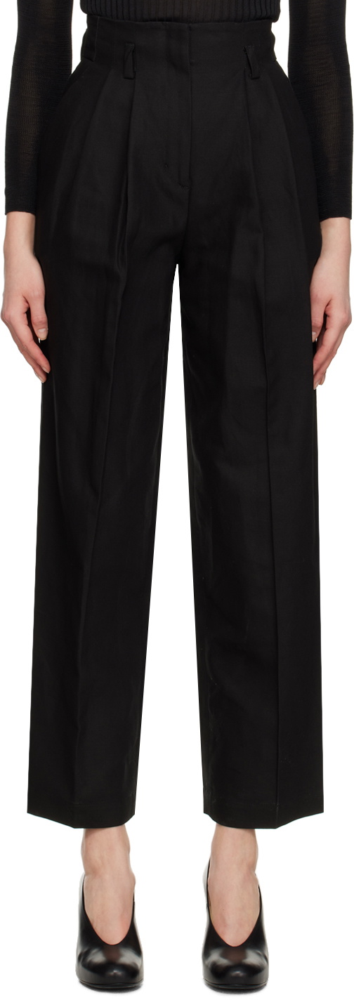 Mame Kurogouchi Black Wide-Leg Trousers Mame Kurogouchi