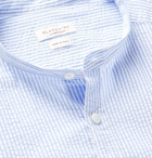 Incotex - Slim-Fit Grandad-Collar Striped Cotton-Seersucker Shirt - Blue