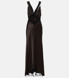 SIR Lace-trimmed silk maxi dress