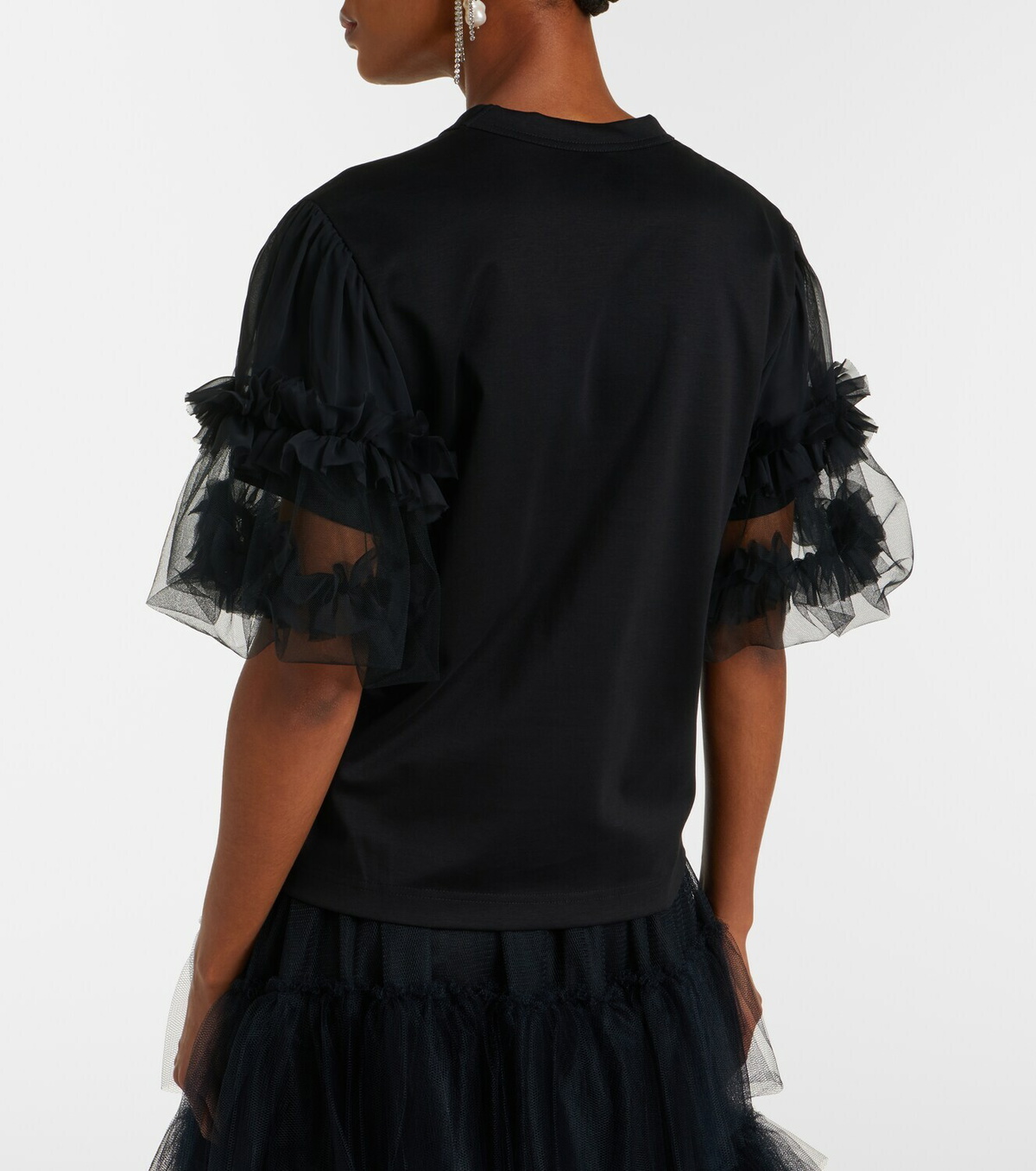 Noir Kei Ninomiya Ruffled tulle-trimmed cotton T-shirt