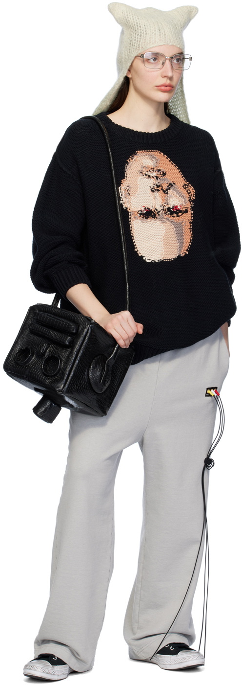 トップス doublet 17SS INTARSIA LINE PULLOVER KNIT Doublet Black Intarsia Sweater Doublet