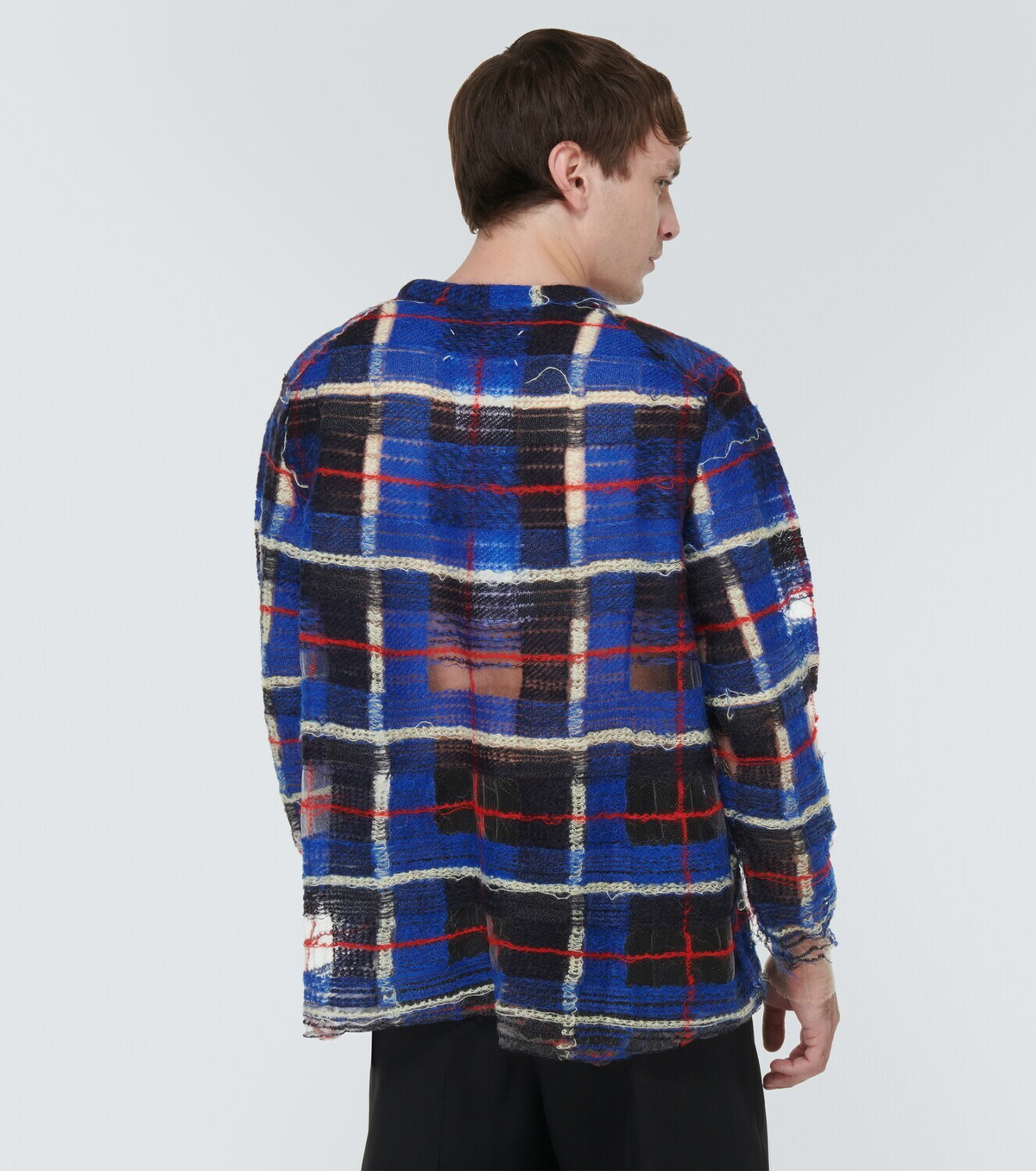 Maison Margiela Distressed checked mohair-blend sweater