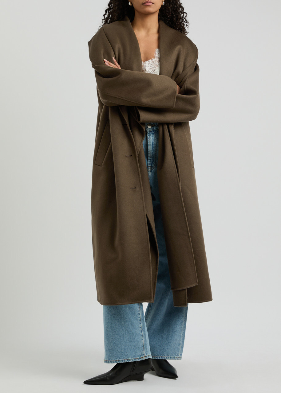 Rohe Layered Scarf-effect Wool Coat Taupe