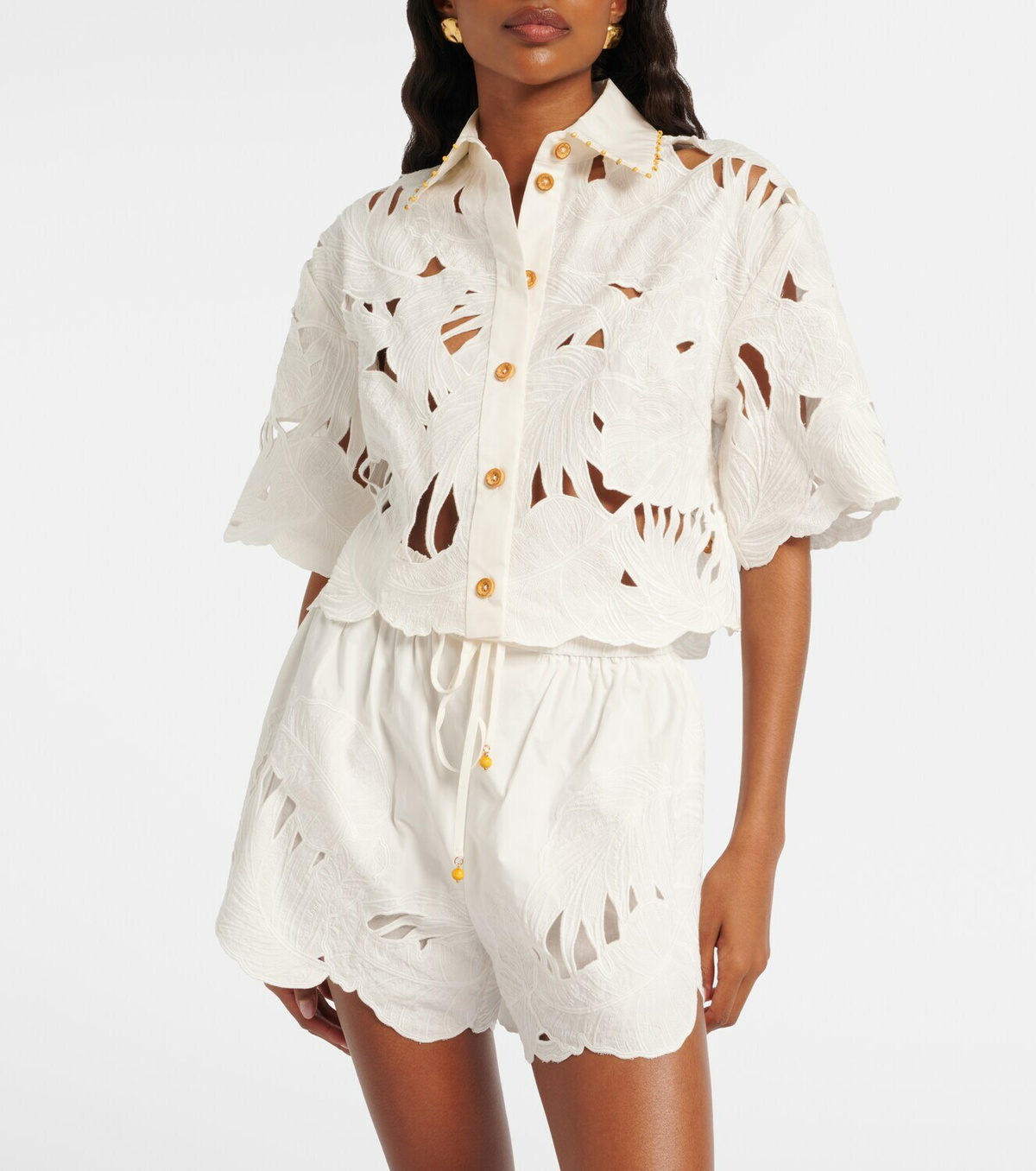 Zimmermann Mahon embroidered cotton poplin shirt