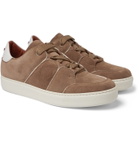 Ermenegildo Zegna - Tiziano Leather-Trimmed Suede Sneakers - Brown