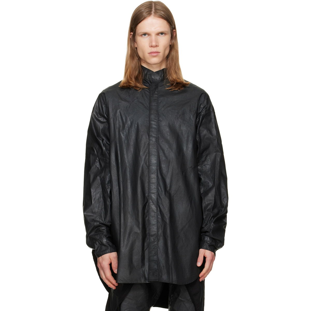 Julius Black Coated Big Shirt