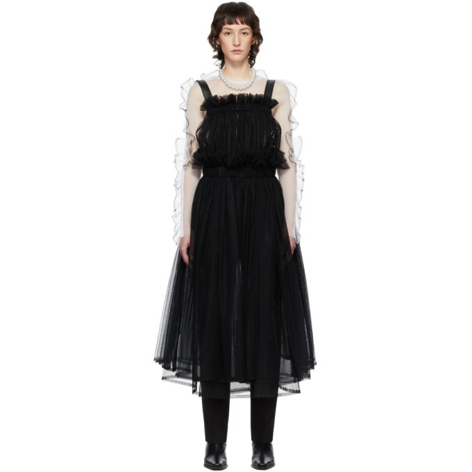 Noir Kei Ninomiya Black Tulle Bib Suspender Dress Noir Kei Ninomiya