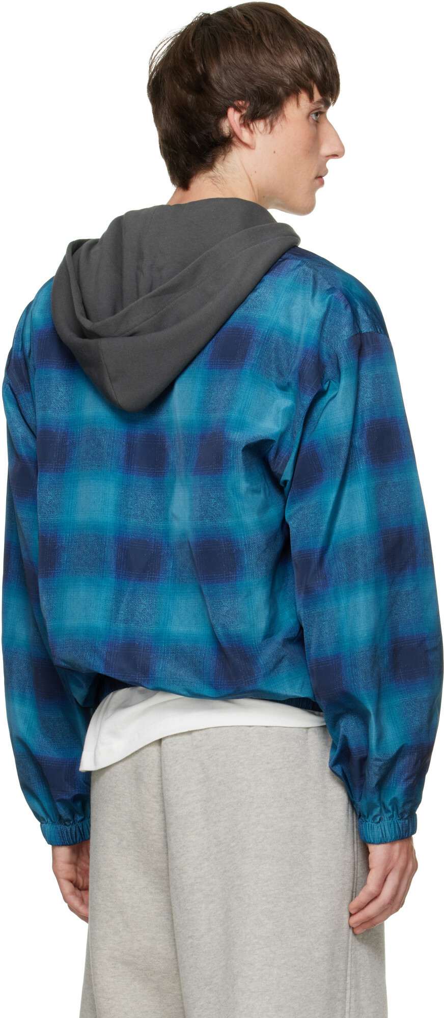 We11done Blue Check Coach Jacket