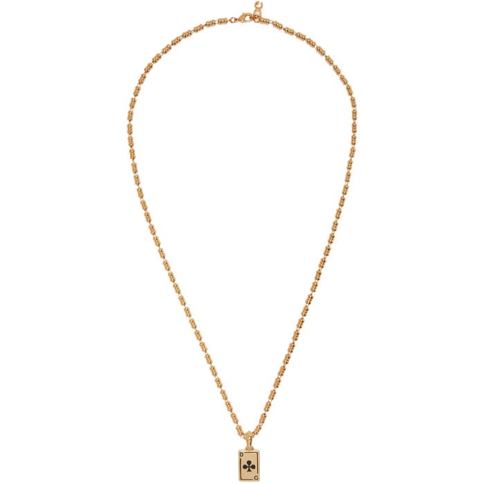 Photo: Dolce and Gabbana Gold Clubs Plaque Necklace 