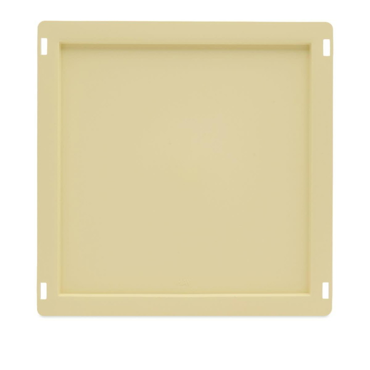 Photo: HAY Medium Square/Cube Recycled Colour Crate Lid in Light Yellow 