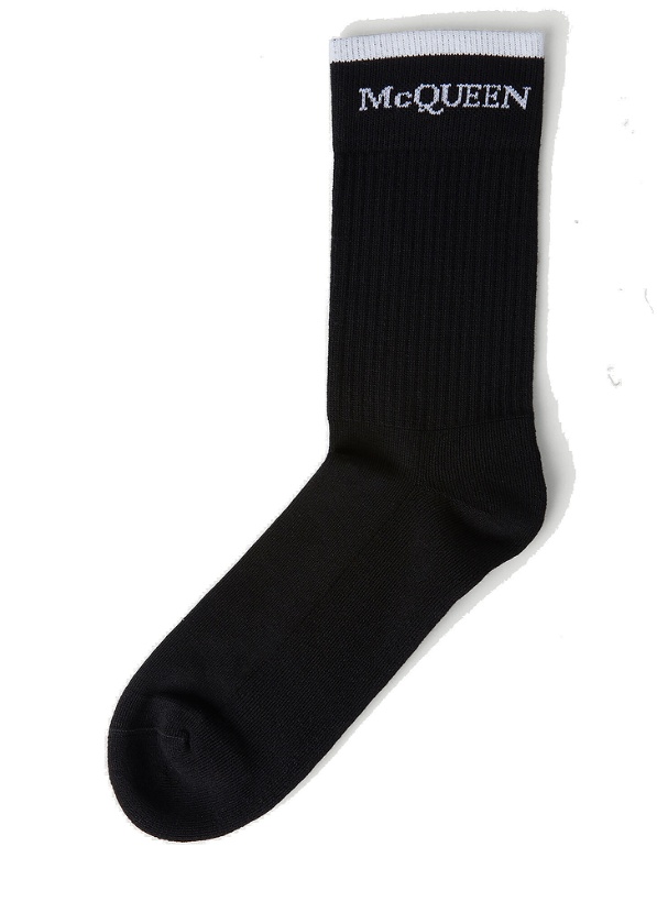 Photo: Reversible Logo Trim Socks in Black
