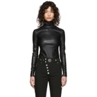 Alexander Wang Black Pleather Turtleneck Bodysuit