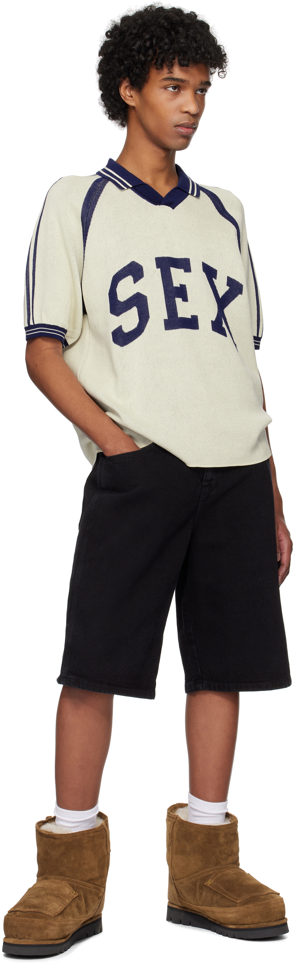 Carne Bollente Beige & Blue Captain Kinky Polo
