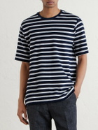 Mr P. - Striped Cotton Terry T-shirt - Blue